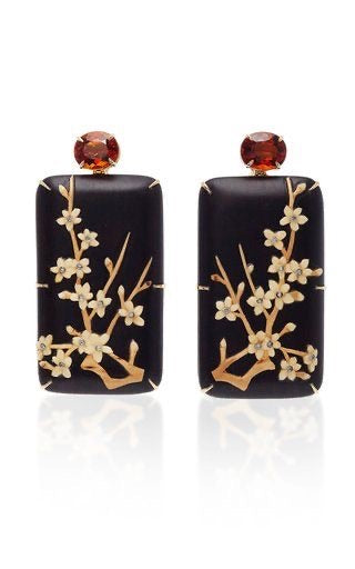 Midnight Blossom Carved Drops Earring