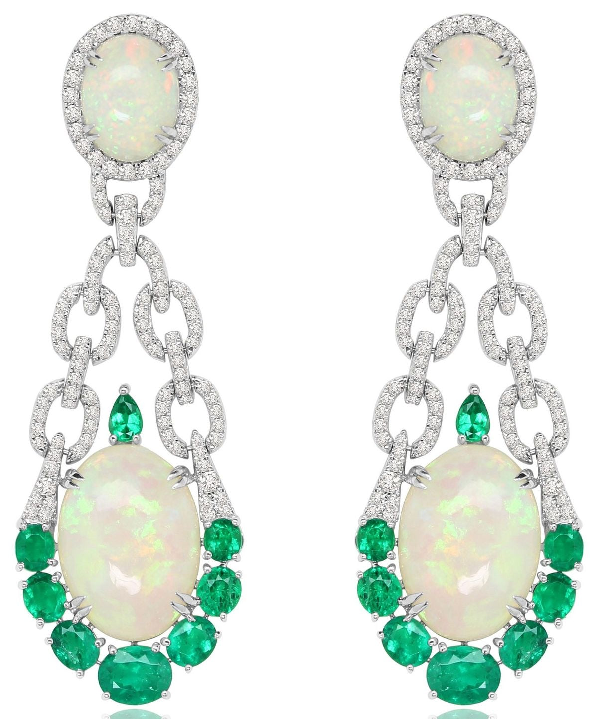 Emerald Cascade Opal Earrings