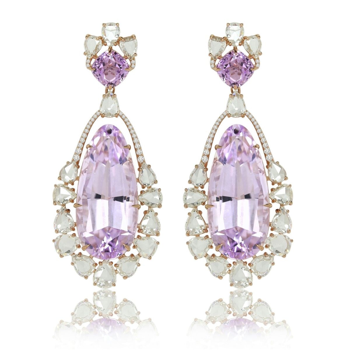 Lavender Crystal Crown Earrings