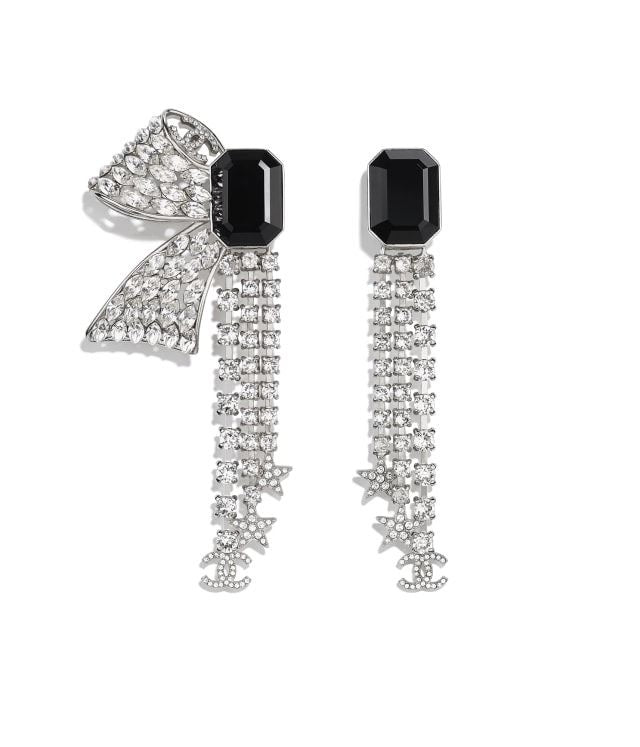 Noir Ribbon Crystal Earrings
