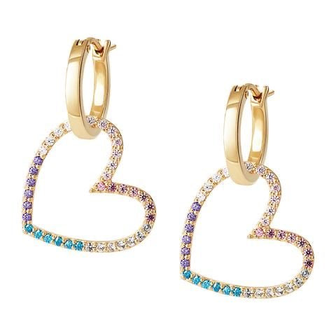Pastel Heart Open Hoop Earrings