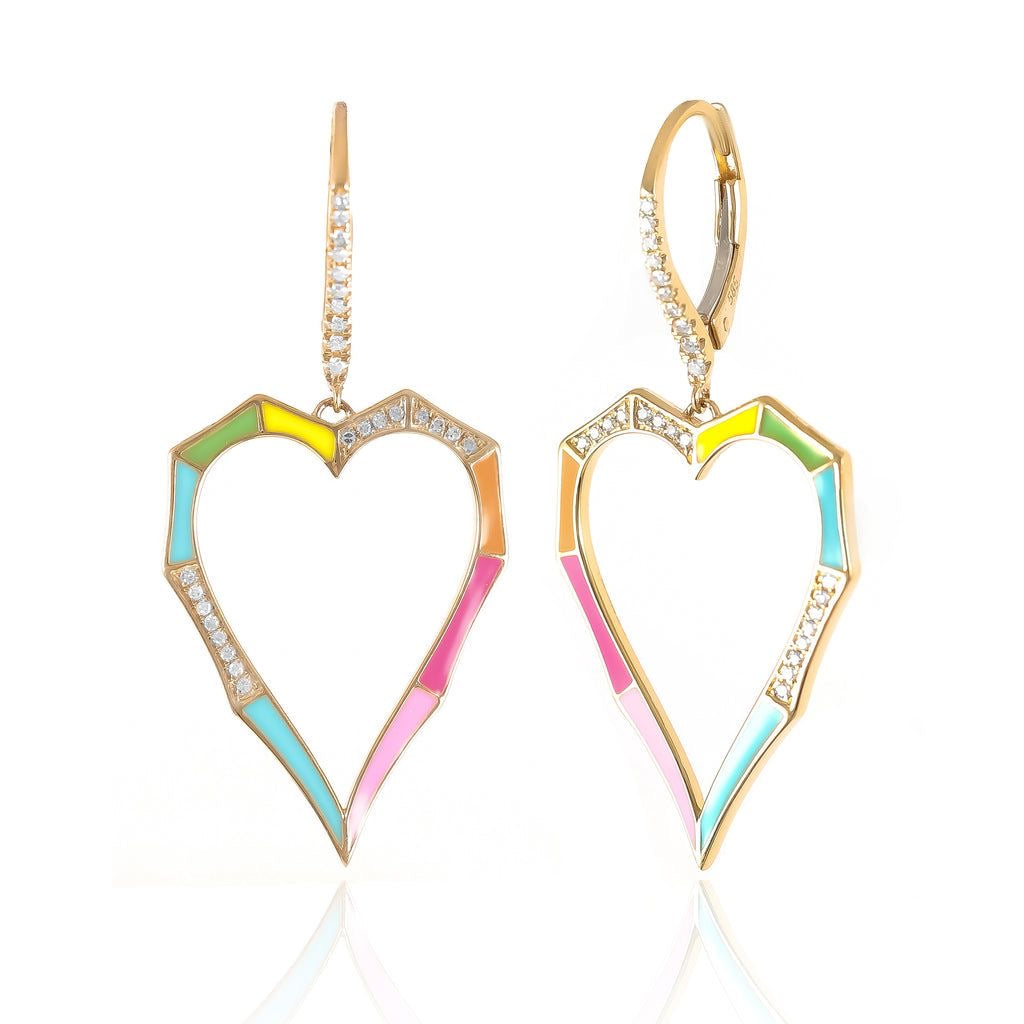 Neon Enamel Heart Earrings