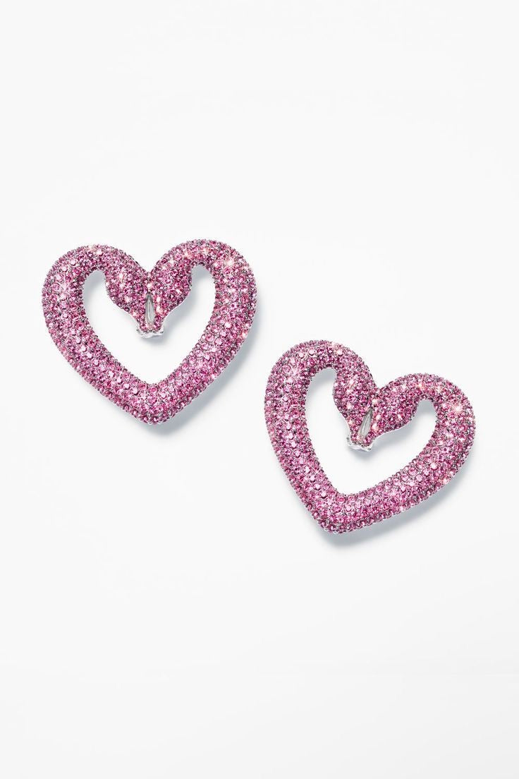 Pink Heart Pavé Earrings