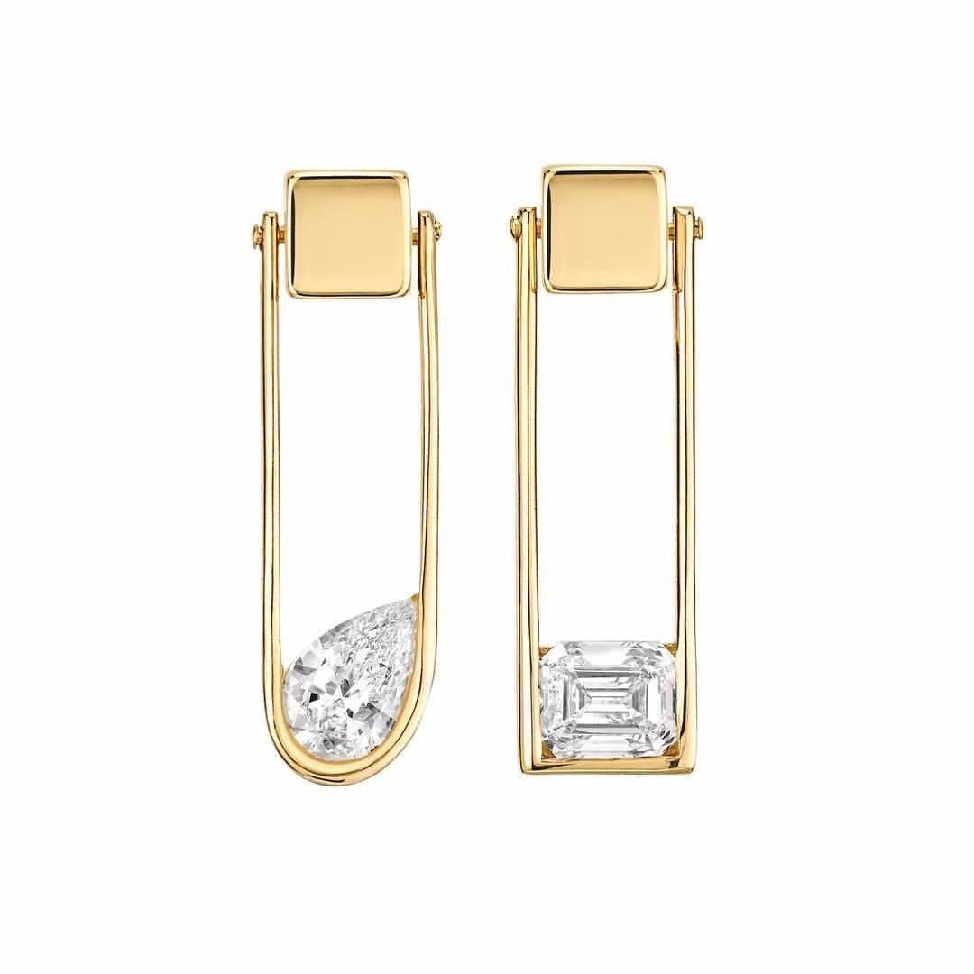 Minimal Gold & Diamond Mismatch Earrings