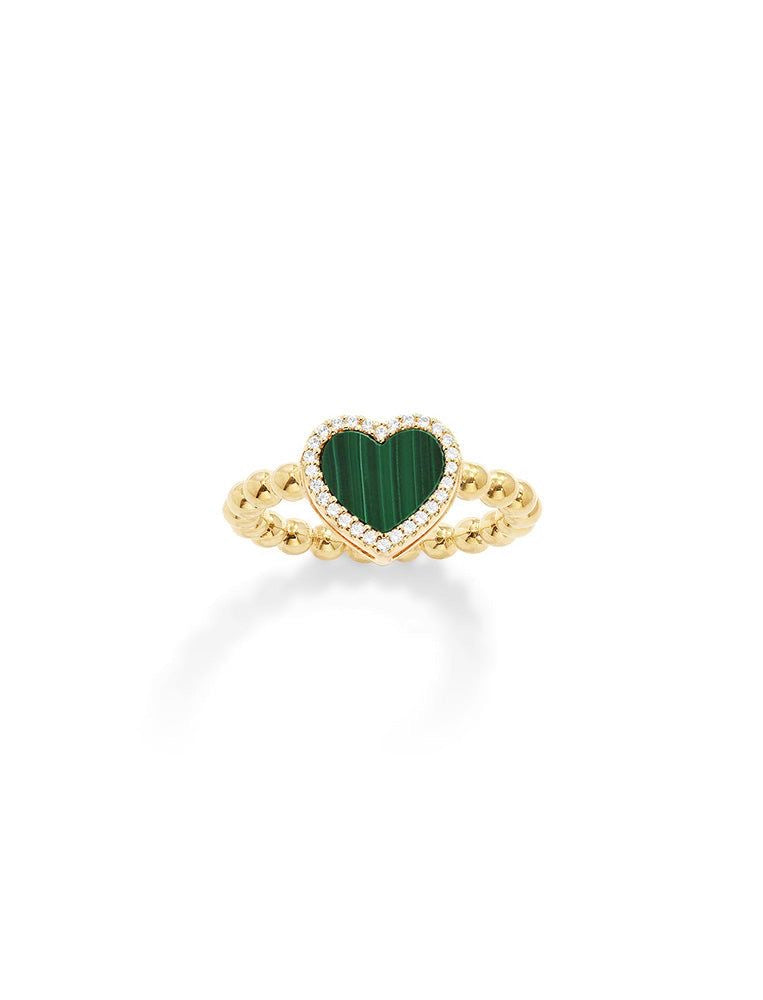 Solo Emerald Heart Bead Ring