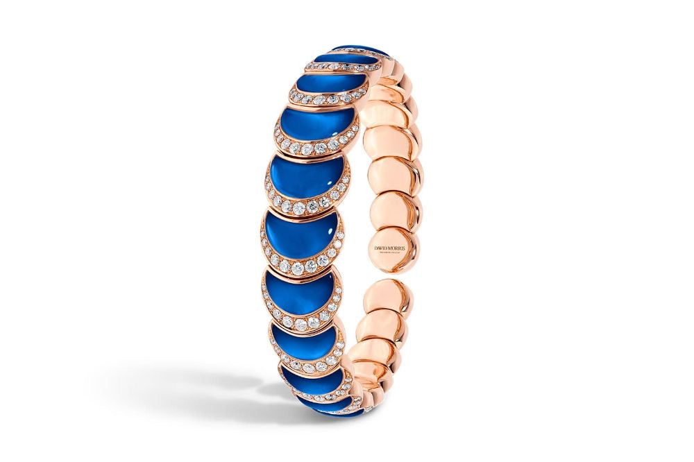 Azure Crescent Diamond Cuff Ring