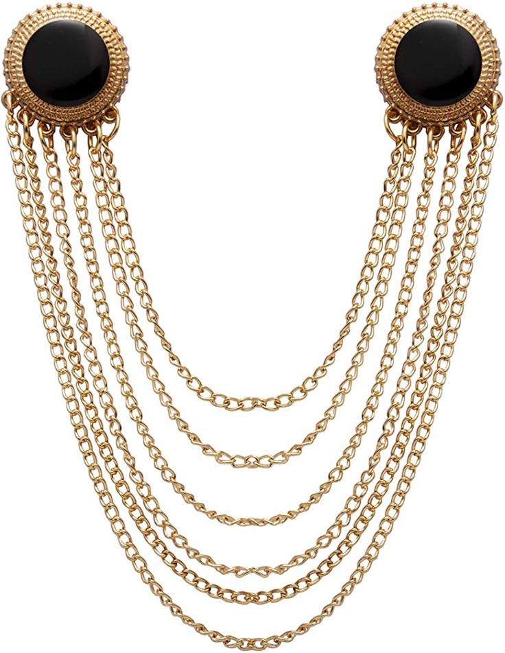 Black Onyx Chain Brooch