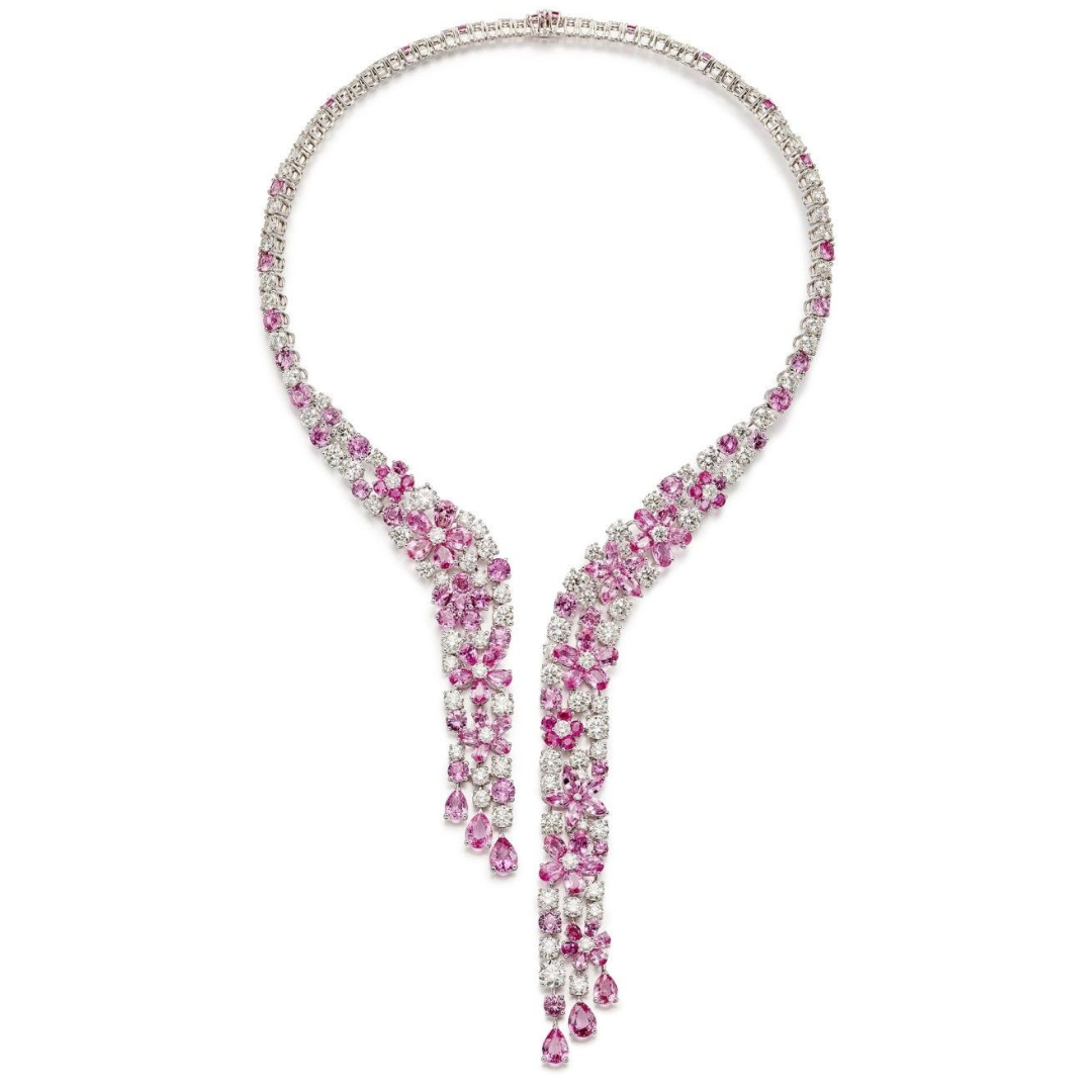 Pink Sapphire Waterfall Necklace