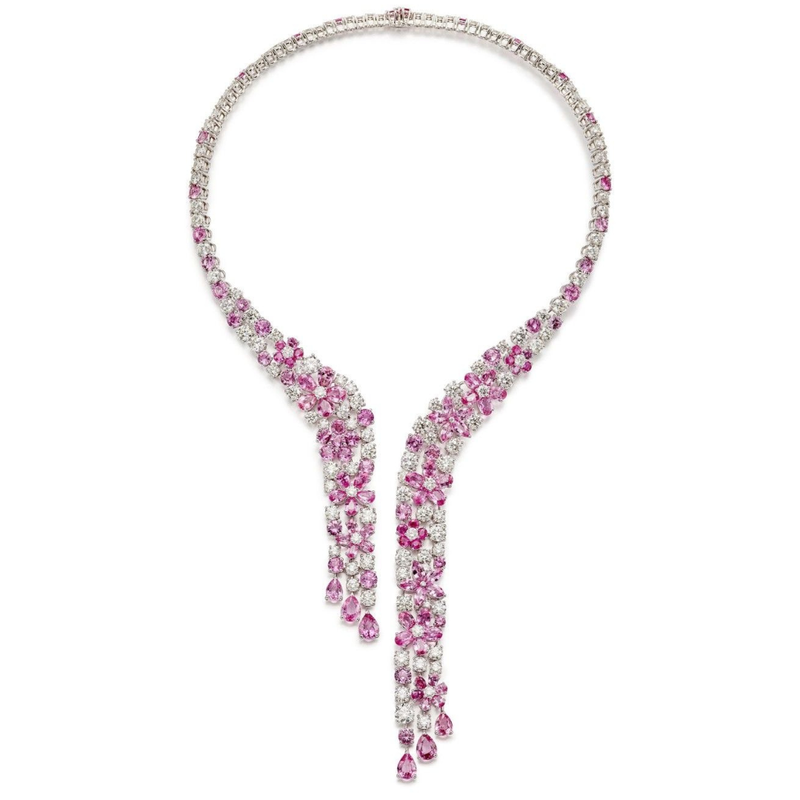 Pink Sapphire Waterfall Necklace