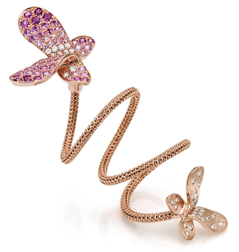 Pink Butterfly Spiral Ring