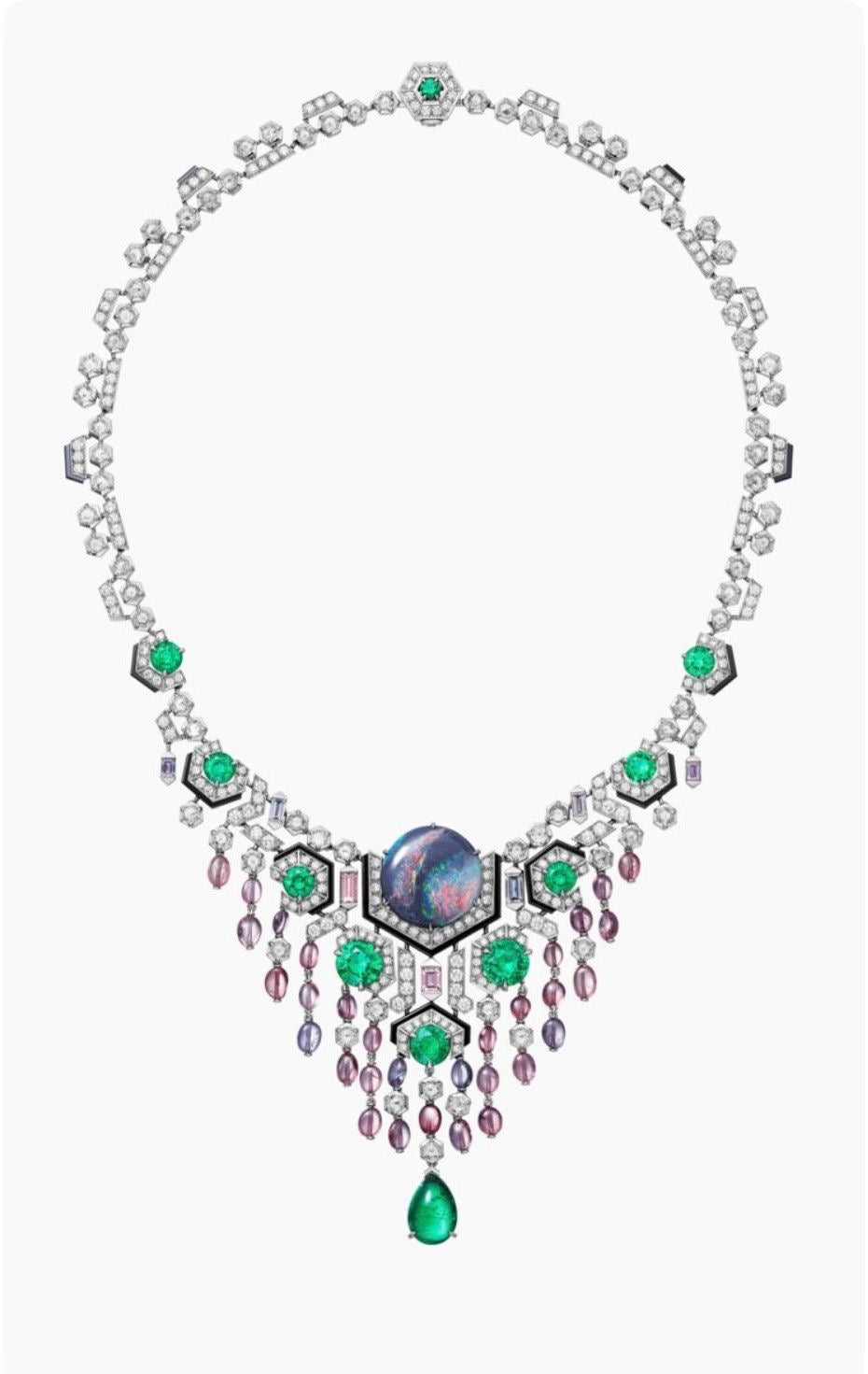 Emerald Galaxy Opal Cascade Necklace