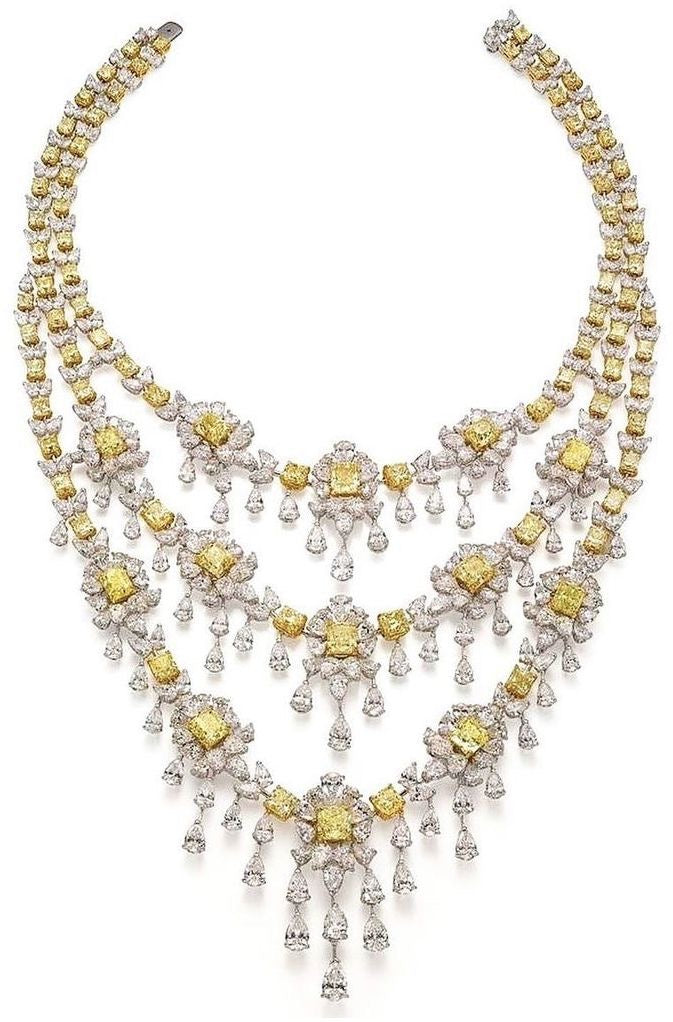 Triple-Layer Yellow Diamond Necklace