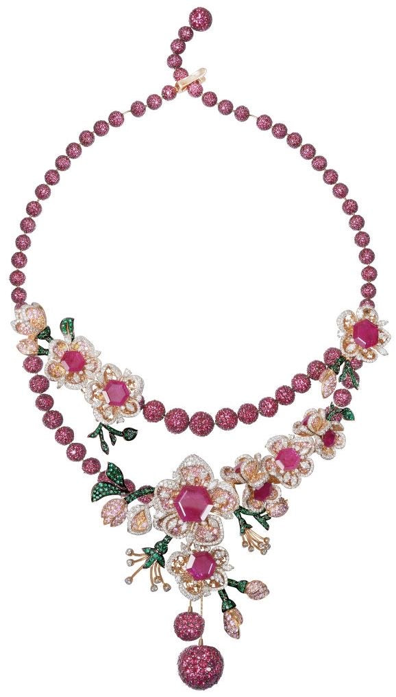 Ruby Blossom Garden Necklace