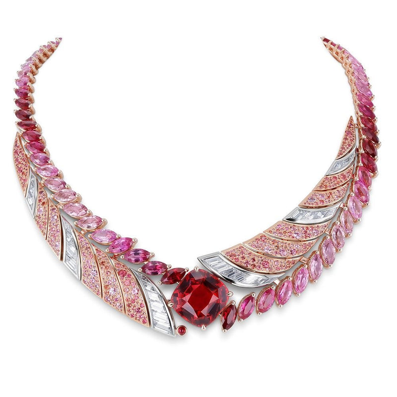 Ruby Flame Couture Collar Necklace