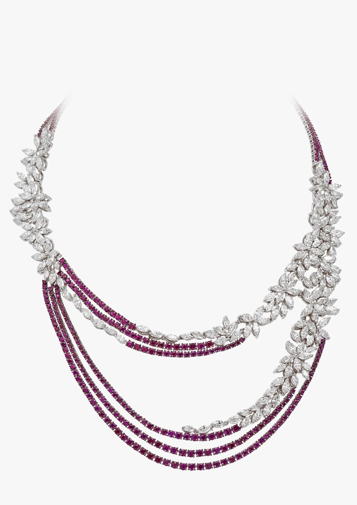 Ruby & Diamond Draped Necklace