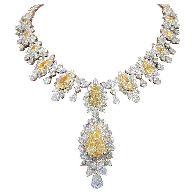 Yellow Diamond Drop Necklace