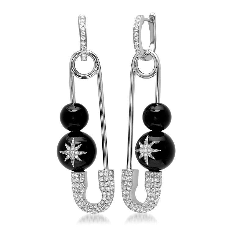 Cosmic Safety Pin Drop Earrings