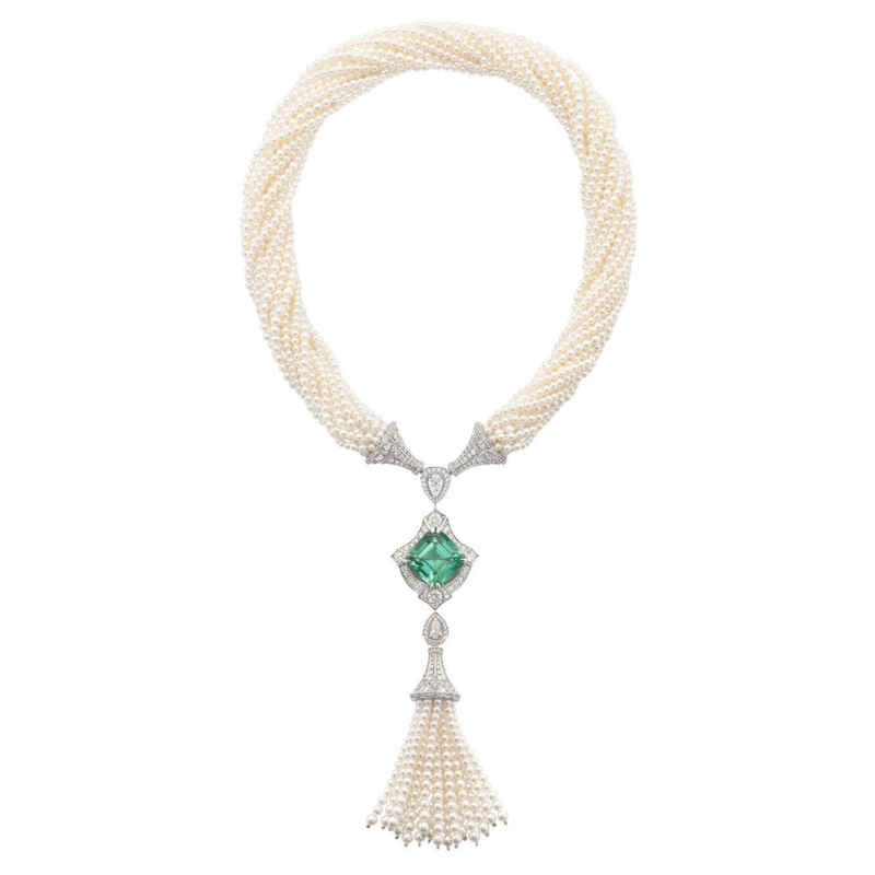 EmeraldPearl Cascade Necklace