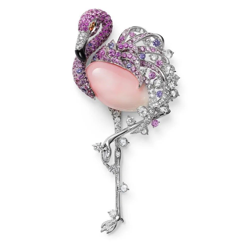 FlamingoGlow Brooch