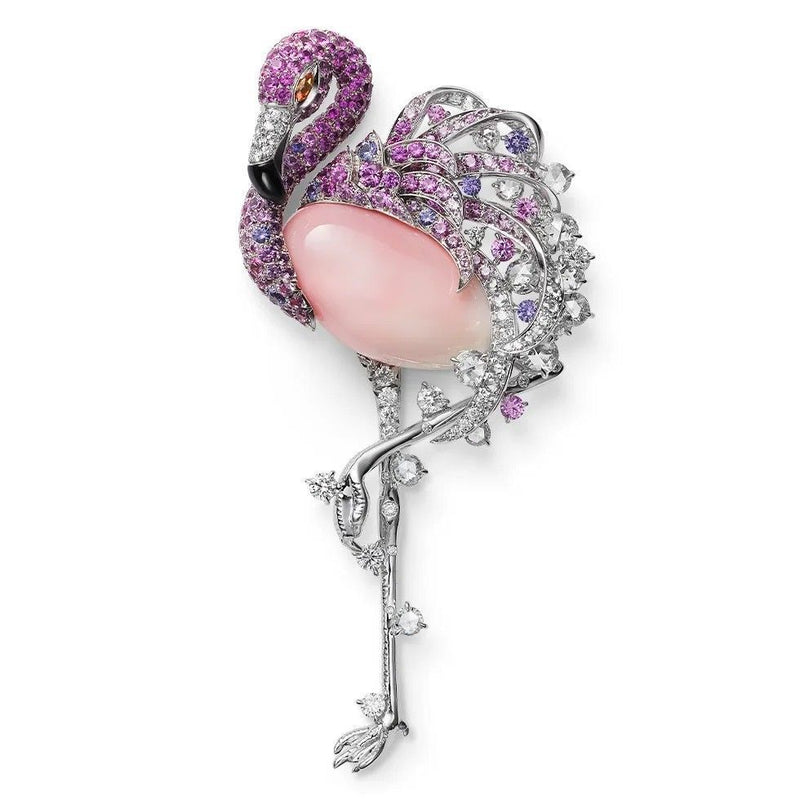 FlamingoGlow Brooch