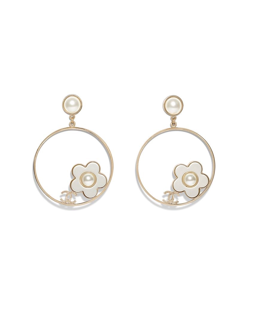 Floral Halo Pearl Hoops