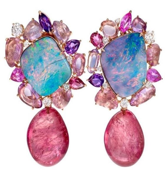 Pink Aura Opal Drop Earrings