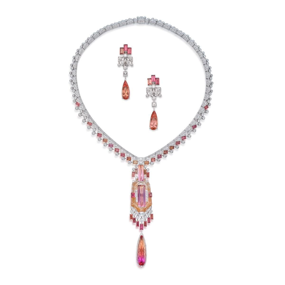 Sunset Tourmaline Necklace & Earring Set