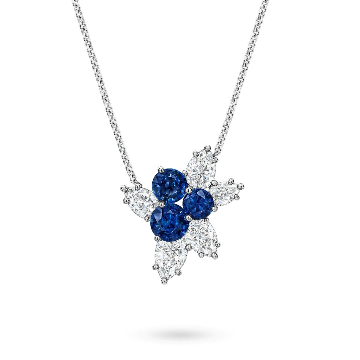 Sapphire StarBloom Diamond Pendant