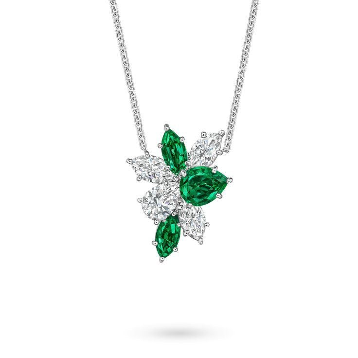 Emerald StarBloom Diamond Pendant