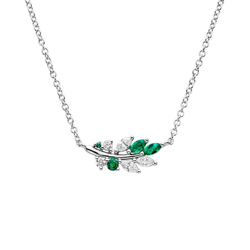 Emerald Leaf Diamond Branch Necklace