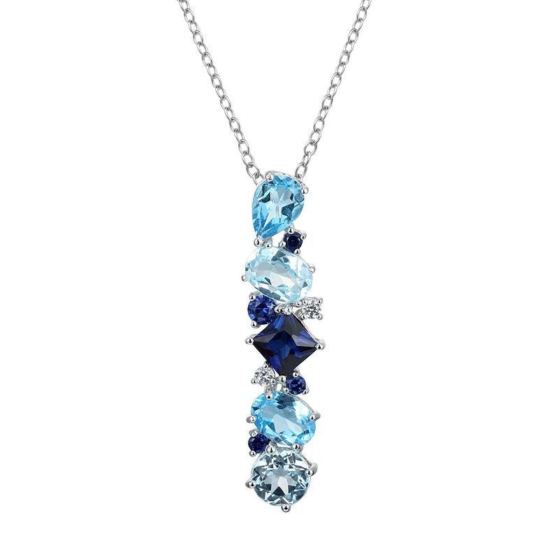 Blue Cascade Multi-Stone Pendant