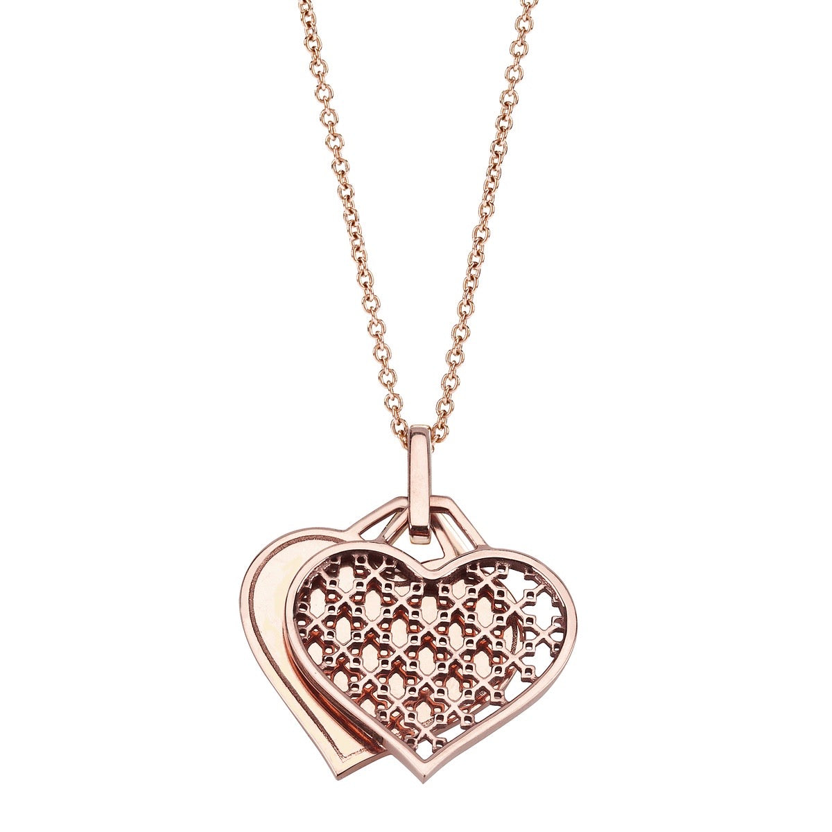 Rose Lattice Double-Heart Pendant