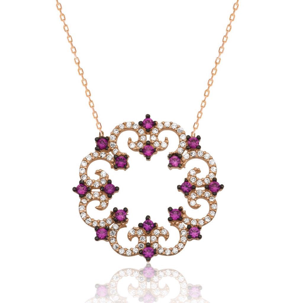 Royal Amethyst Filigree Circle Pendant