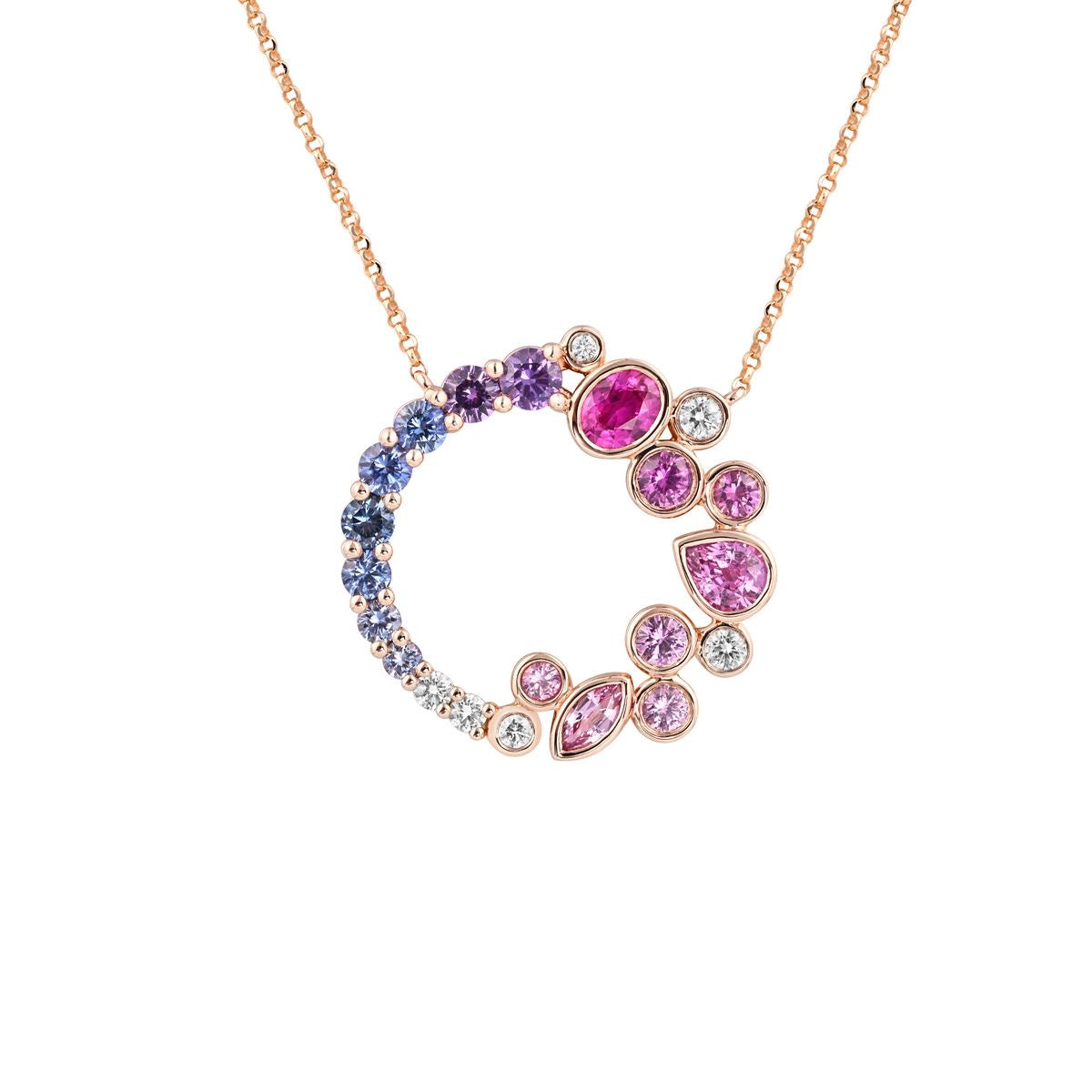 Aurora Crescent Gemstone Pendant