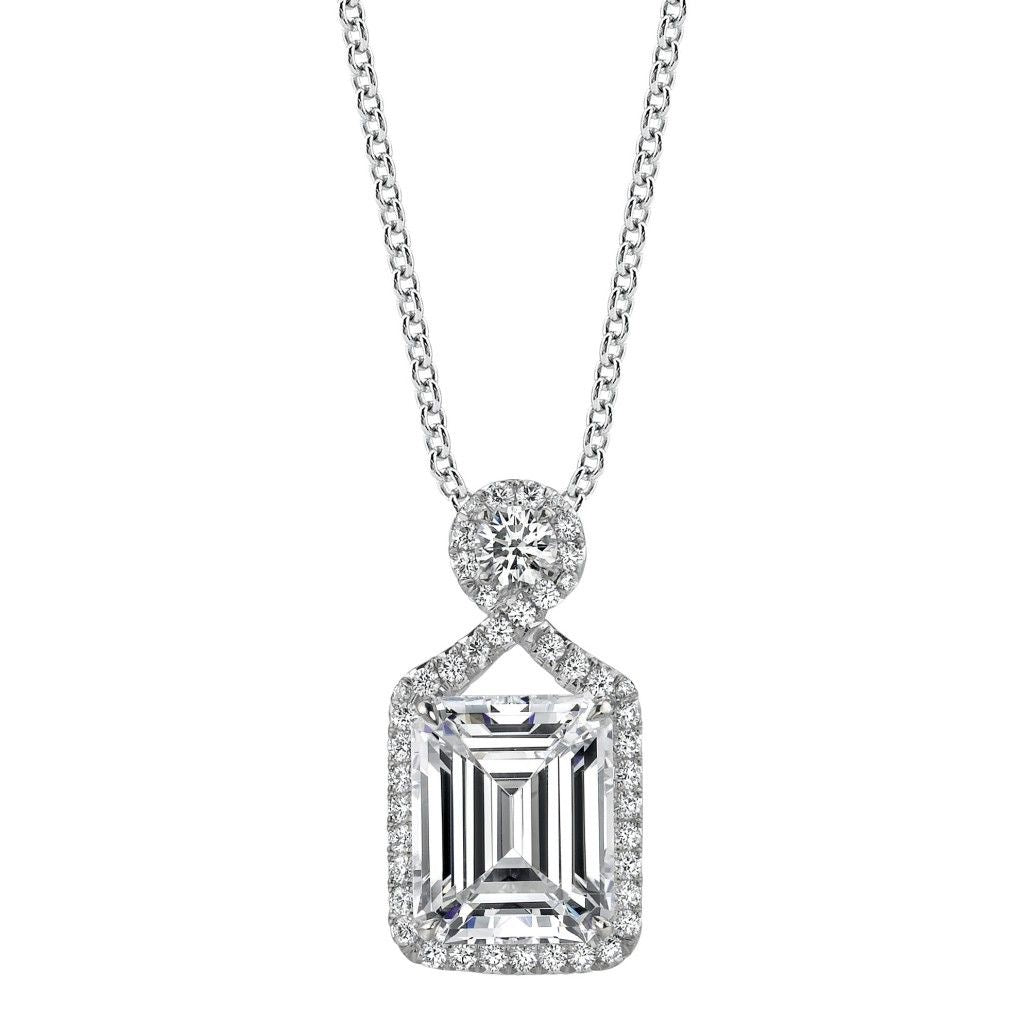 Baguette Bar Halo Pendant