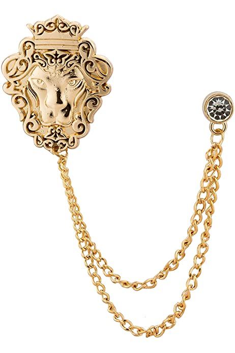 Lion Emblem Chain Brooch