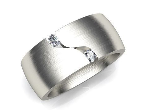Dual Diamond Wave Silver Ring