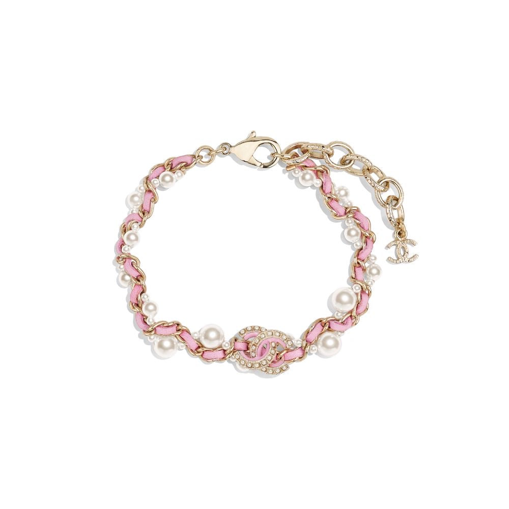 Rosé Ribbon Pearl Chain Bracelet