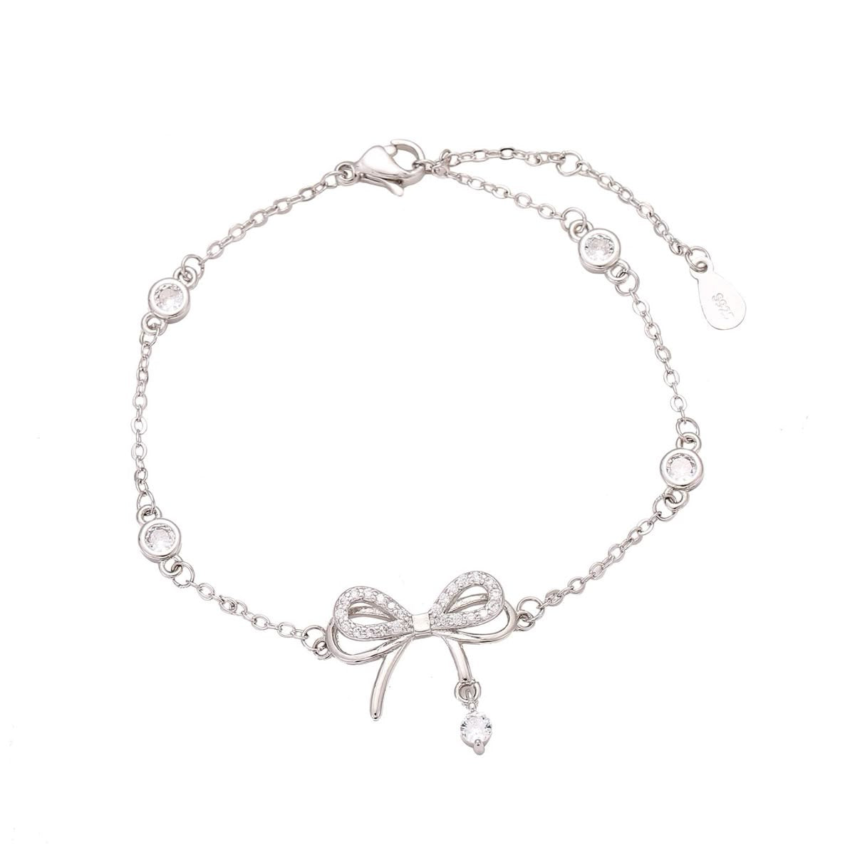 Silver Crystal Bow Bracelet