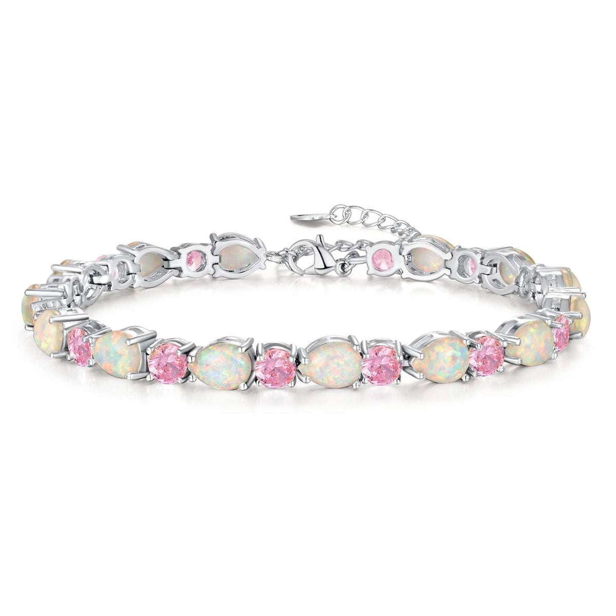 Pink Opal & Crystal Tennis Bracelet