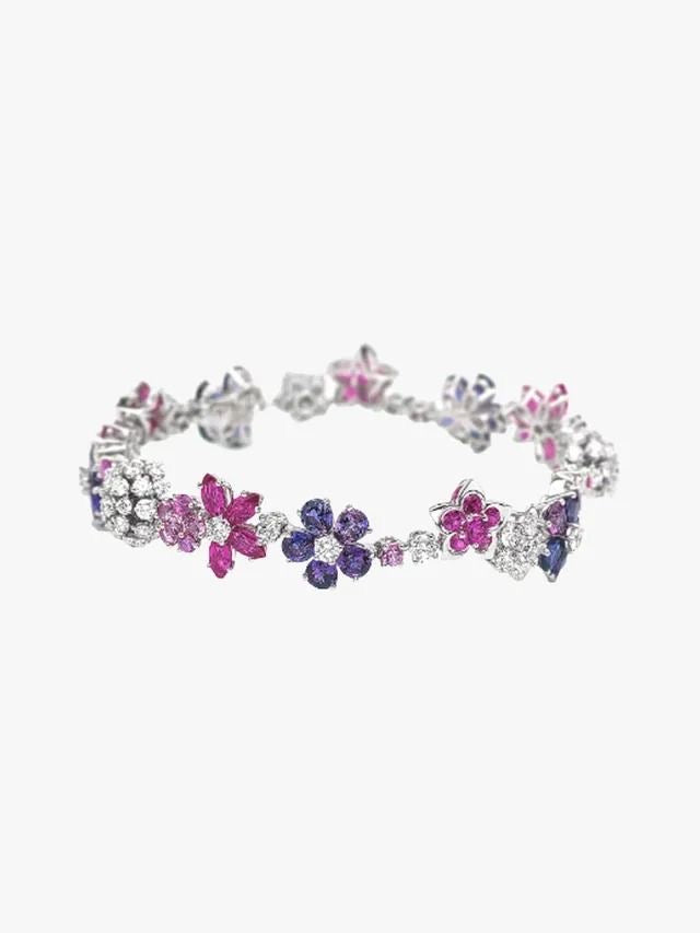 Floral Pink & Purple Crystal Bracelet