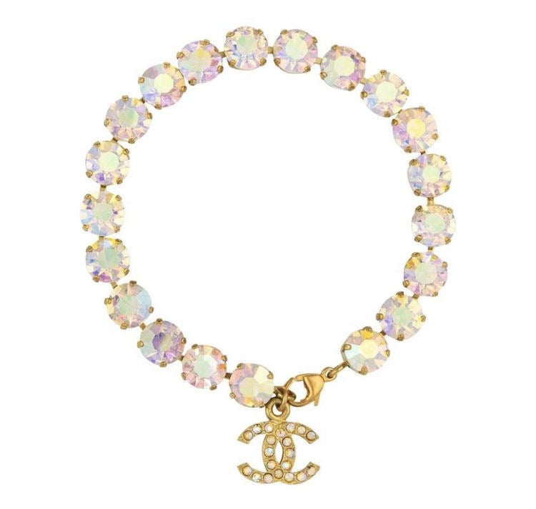 Iridescent Crystal Bracelet with CC Charm