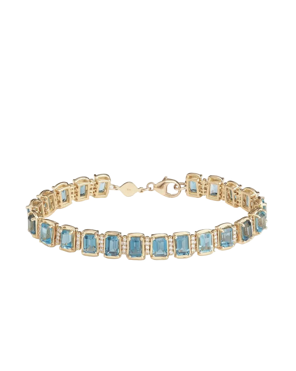 Blue Emerald-Cut Tennis Bracelet