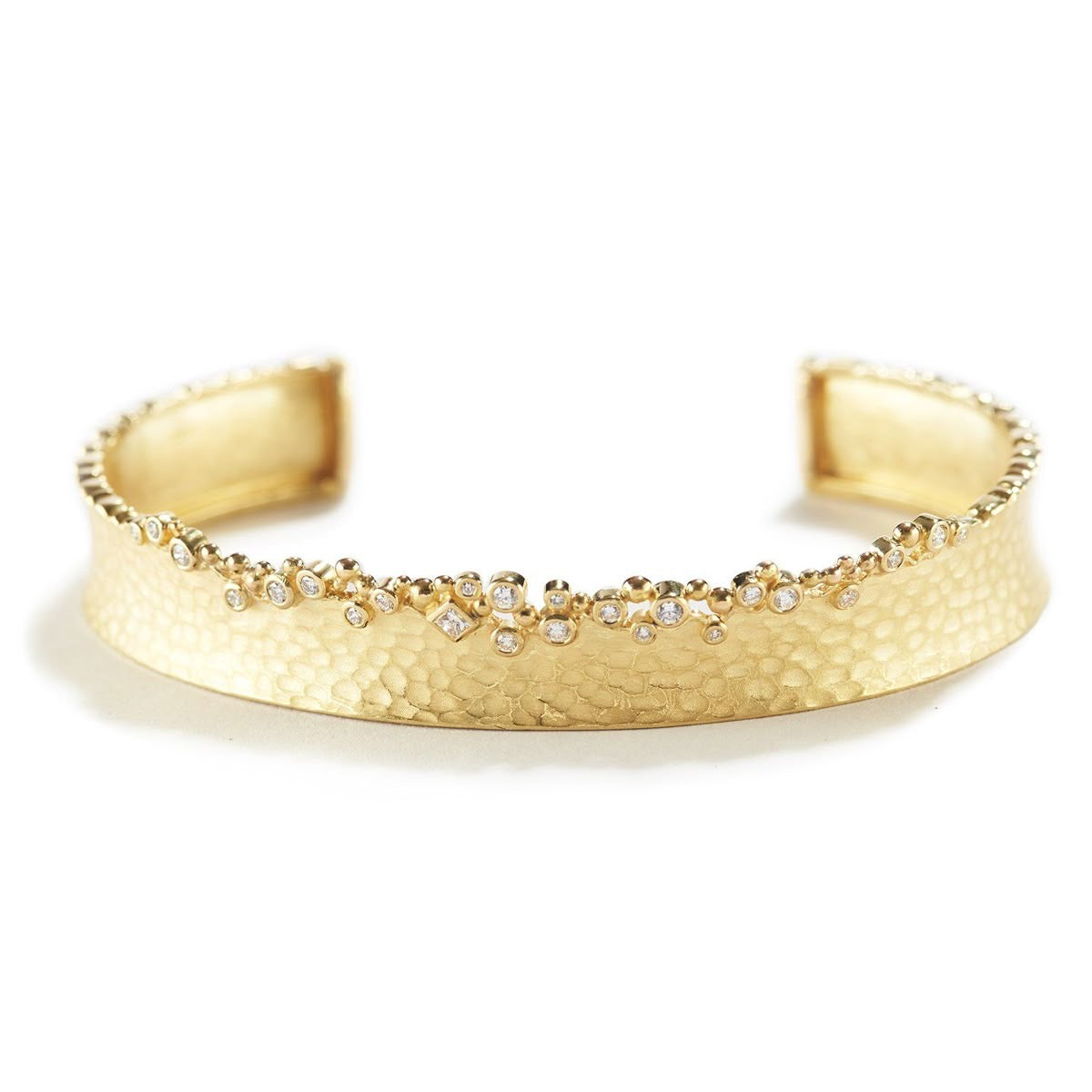 Hammered Gold Diamond Dust Cuff Kada