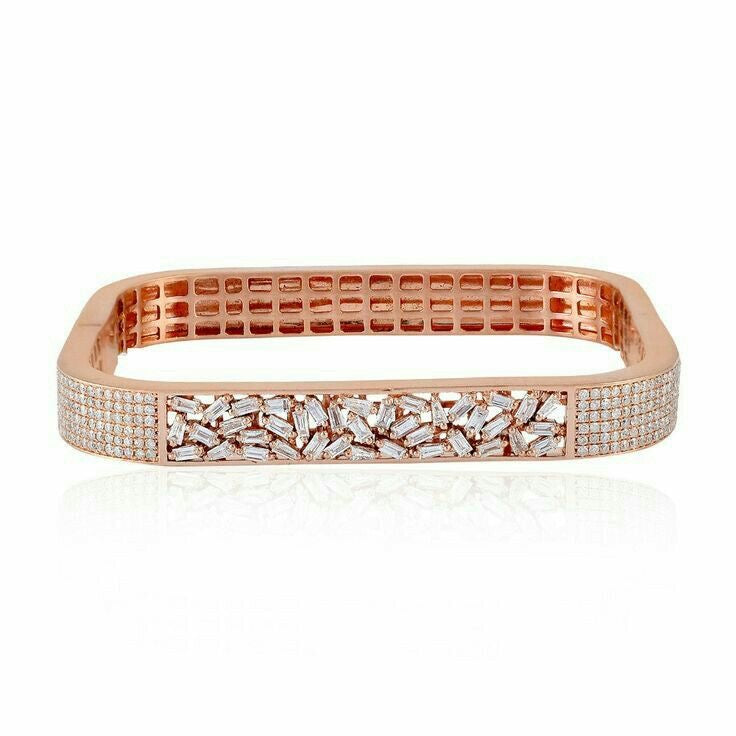 Sleek Rose Gold Square Diamond Cuff